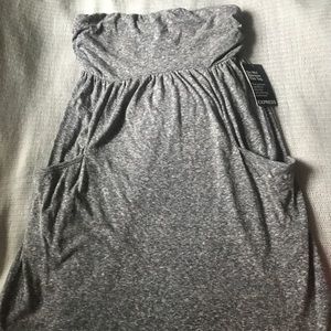 Express Heathered Grey Strapless Dress